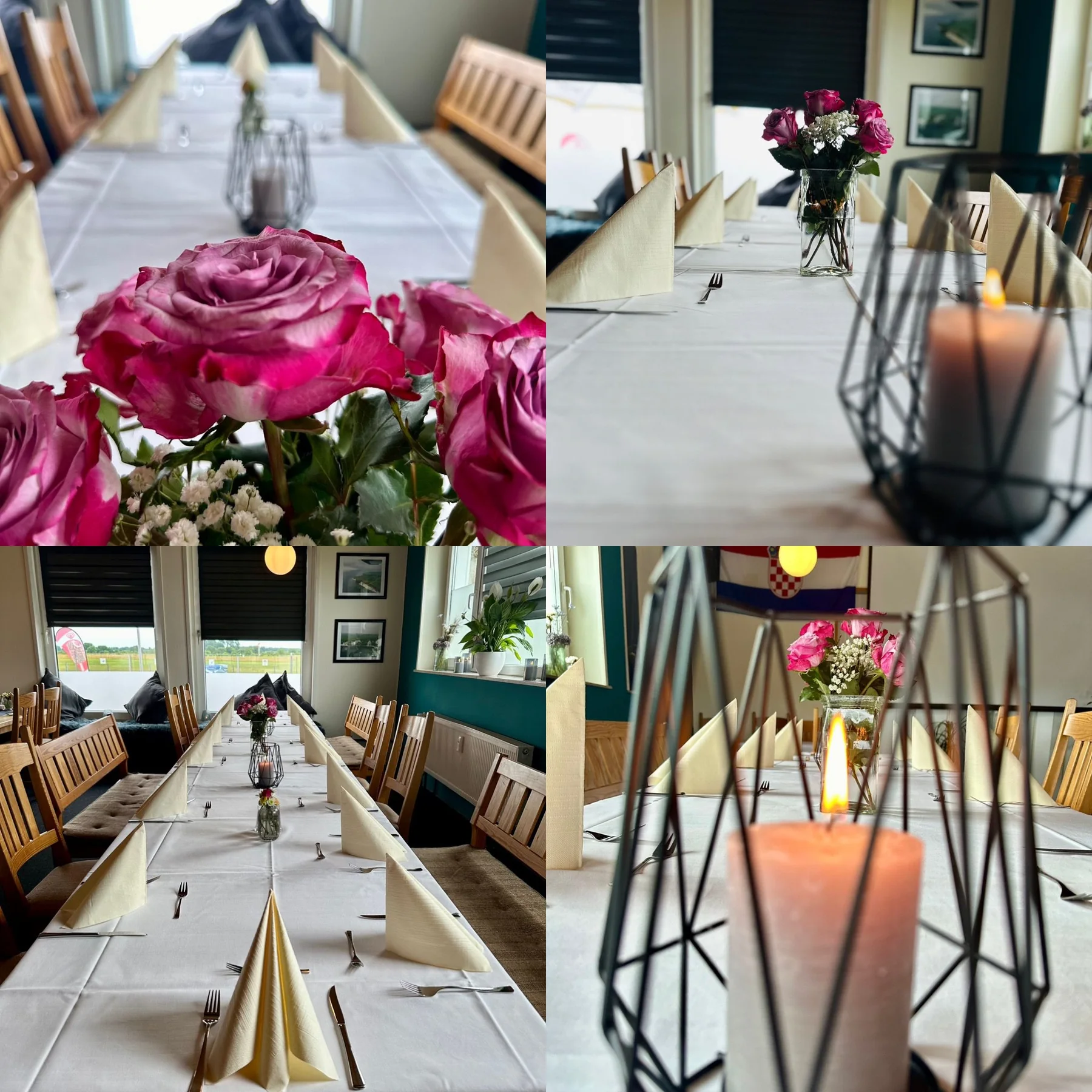Festlich gedeckte Tische im Restaurant CroFly